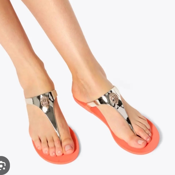 Kurt Geiger Shoes - Kurt Geiger Silver and Coral Sandals